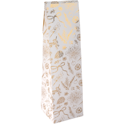 Fleszak | 9.5x41x9.5cm | Botanical | papier + PE | wit/goud | 100 stuks Fleszak | 9.5x41x9.5cm | Botanical | papier + PE | wit/goud | 100 stuks