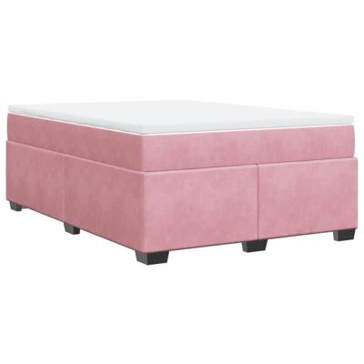 Boxspring met matras fluweel roze 140x190 cm