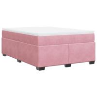 Boxspring met matras fluweel roze 140x190 cm - thumbnail