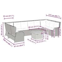 7-delige Loungeset met kussens poly rattan grijs - thumbnail
