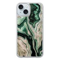 iPhone 15 hybride hoesje - Green waves - thumbnail