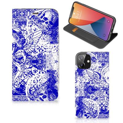 Mobiel BookCase iPhone 12 | iPhone 12 Pro Angel Skull Blauw Mobiel BookCase iPhone 12 | iPhone 12 Pro Angel Skull Blauw