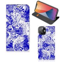 Mobiel BookCase iPhone 12 | iPhone 12 Pro Angel Skull Blauw - thumbnail
