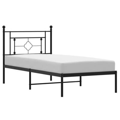 Bedframe met hoofdbord metaal zwart 107x203 cm