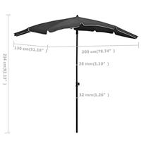 Parasol met paal 200x130 cm antracietkleurig - thumbnail