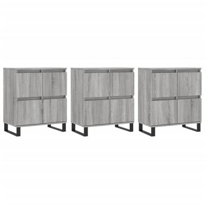 Dressoirs 3 st bewerkt hout grijs sonoma eikenkleurig