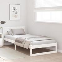 Bedframe met hoofdeinde Wit 100 x 200 cm Massief grenenhout - thumbnail