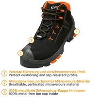 uvex 2 6509244 Hoge veiligheidsschoenen ESD S3 Schoenmaat (EU): 44 Zwart, Oranje 1 paar - thumbnail