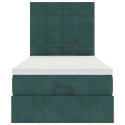 Ottoman bed met matrassen 90x200cm fluweel donkergroen