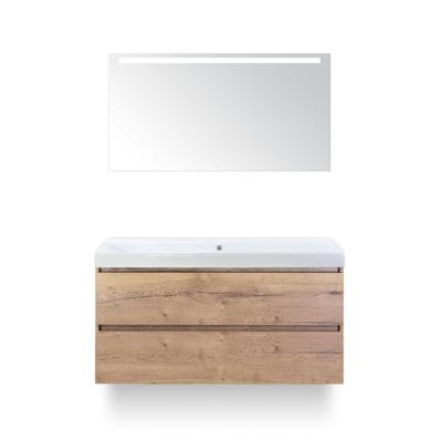 Maxx XL Badmeubelset 120 cm - Natuur Eiken - Wastafel Just Enkel Zonder kraangat - met LED Spiegel