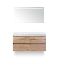 Maxx XL Badmeubelset 120 cm - Natuur Eiken - Wastafel Just Enkel Zonder kraangat - met LED Spiegel - thumbnail