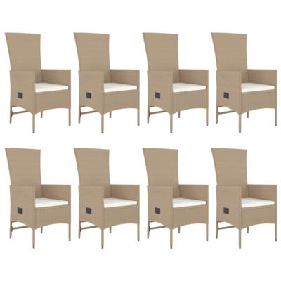 9-delige Tuinset met kussens poly rattan beige