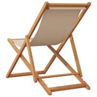 Strandstoel inklapbaar massief eucalyptushout en stof beige - thumbnail