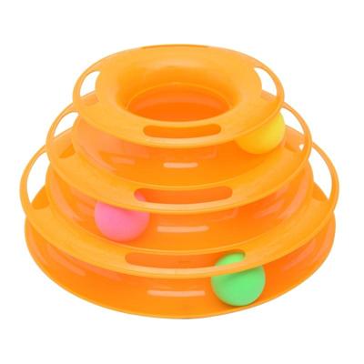 Interactieve 3 lagen toren van Tracks ballen Cat Toy (oranje)