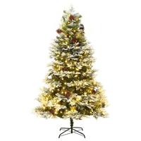 Kerstboom met LED en dennenappels 225 cm PVC en PE groen - thumbnail