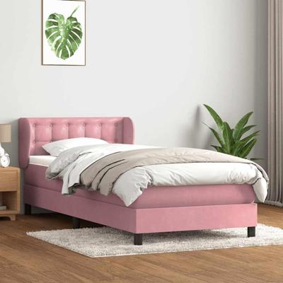 Boxspring met matras fluweel roze 90x210 cm