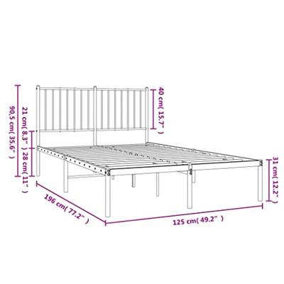 Bedframe met hoofdbord metaal zwart 120x200 cm