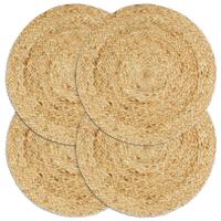 VidaXL Placemats 4 st rond 38 cm jute natuurlijk - thumbnail