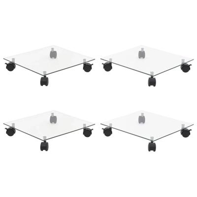 Plantenrollers 4 st vierkant 35x35 cm gehard glas