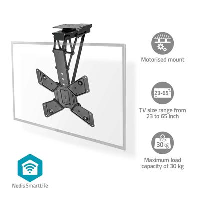Gemotoriseerde TV-plafondbeugel | 23 - 65 " | Maximaal schermgewicht: 30 kg | Draaibaar | Kantelbaar | Minimale plafondafstand: 140 mm | Afstandbestuurbaar | Staal | Zwart Gemotoriseerde TV-plafondbeugel | 23 - 65 " | Maximaal schermgewicht: 30 kg | Draaibaar | Kantelbaar | Minimale plafondafstand: 140 mm | Afstandbestuurbaar | Staal | Zwart
