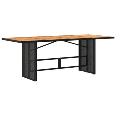 Tuintafel met acaciahouten blad 190x80x74 cm poly rattan zwart - thumbnail