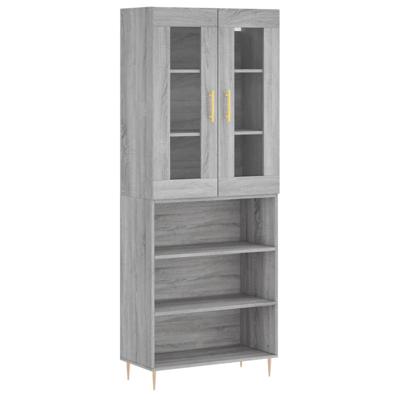 Hoge kast 69,5x34x180 cm bewerkt hout grijs sonoma eikenkleurig
