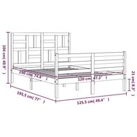 Bedframe met hoofdbord massief hout wit - thumbnail
