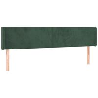 Hoofdbord met randen 203x16x78/88 cm fluweel donkergroen - thumbnail