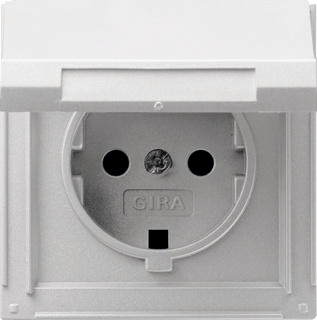 Stopcontact buiten Gira TX 44 met randaarde en klapdeksel aluminium inbouw