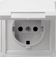 Stopcontact buiten Gira TX 44 met randaarde en klapdeksel aluminium inbouw - thumbnail