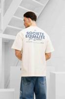 Equalité Societe 2.0 Oversized T-Shirt Heren Gebroken Wit/Donkerblauw - Maat L - Kleur: Gebroken Wit | Soccerfanshop - thumbnail
