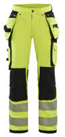 Blåkläder Dames High-Vis 4-weg stretch werkbroek 71971642 | High-Vis Geel/Zwart | Maat 38 - 7330509729595 - thumbnail