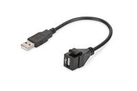 DIGITUS Keystone-koppeling USB 2.0 - Voor DN-93832 - Met 16 cm kabel - Zwart (RAL 9005) - thumbnail