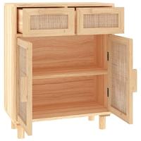 Dressoir 60x30x75 cm massief grenenhout en rattan bruin - thumbnail