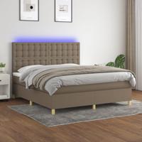 Boxspring met matras en LED stof taupe 180x200 cm - thumbnail