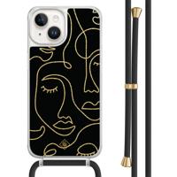 iPhone 14 hoesje met zwart koord - Abstract faces - thumbnail