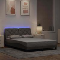 Bedframe met LED zonder matras 140x190 cm stof taupe - thumbnail