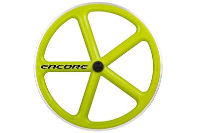 Encore 700C 5 Spaken Achterwiel - Sublime Lime - Carbon Weven Encore 700C 5 Spaken Achterwiel - Sublime Lime - Carbon Weven