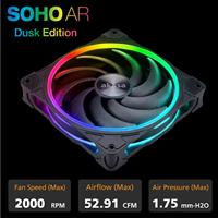 Akasa SOHO AR12 Computer behuizing Ventilator 12 cm Zwart 3 stuk(s) - thumbnail