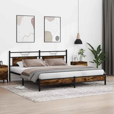 Bedframe zonder matras metaal gerookt eikenkleurig 193x203 cm