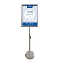 Europel info vloerstandaard Economy, lijst 25 mm, A3, zilver - thumbnail