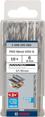 Bosch Accessories 2608595066 HSS Metaal-spiraalboor 6 mm Gezamenlijke lengte 93 mm Geslepen DIN 338 Cilinderschacht 10 stuk(s)