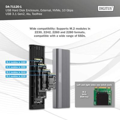 Digitus DA-71120-1 behuizing voor opslagstations SDD-behuizing Zwart M.2 Digitus DA-71120-1 behuizing voor opslagstations SDD-behuizing Zwart M.2
