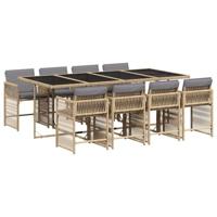9-delige Tuinset met kussens poly rattan gemengd beige - thumbnail