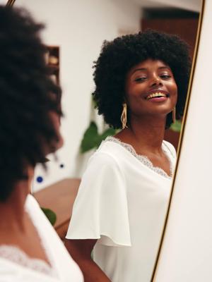 Zwangerschapsblouse voor- en achterkant ecru