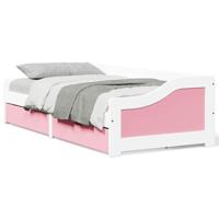 Slaapbank met 2 lades zonder matras IRUN 90x200 cm wit en roze - thumbnail