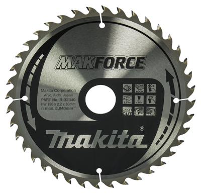 Makita Cirkelzaagblad voor Hout | Makforce | Ø190mm Asgat 30mm 40T - B-32340 Makita Cirkelzaagblad voor Hout | Makforce | Ø190mm Asgat 30mm 40T - B-32340