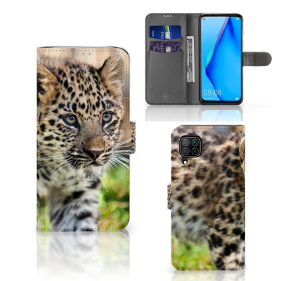 Huawei P40 Lite | Telefoonhoesje | Met pasjeshouder | Baby Luipaard Huawei P40 Lite | Telefoonhoesje | Met pasjeshouder | Baby Luipaard