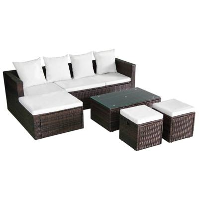 vidaXL 4-delige Loungeset met kussens poly rattan bruin vidaXL 4-delige Loungeset met kussens poly rattan bruin