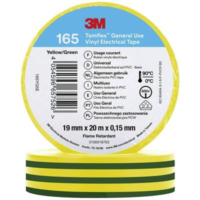 3M 165YG5E Isolatietape Groen-geel (l x b) 20 m x 19 mm 1 stuk(s) 3M 165YG5E Isolatietape Groen-geel (l x b) 20 m x 19 mm 1 stuk(s)